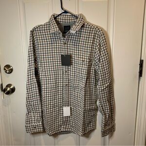 NWT 14th & Union Checkered Plaid Button Down Collared Shirt 100% Cotton Size M